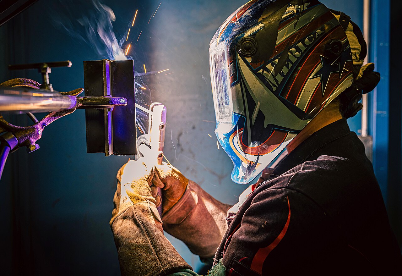 U.S. Army soldier welding — military and government metal fabrication